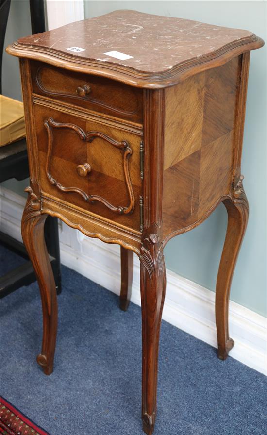 A French walnut bedside cupboard W.38cm